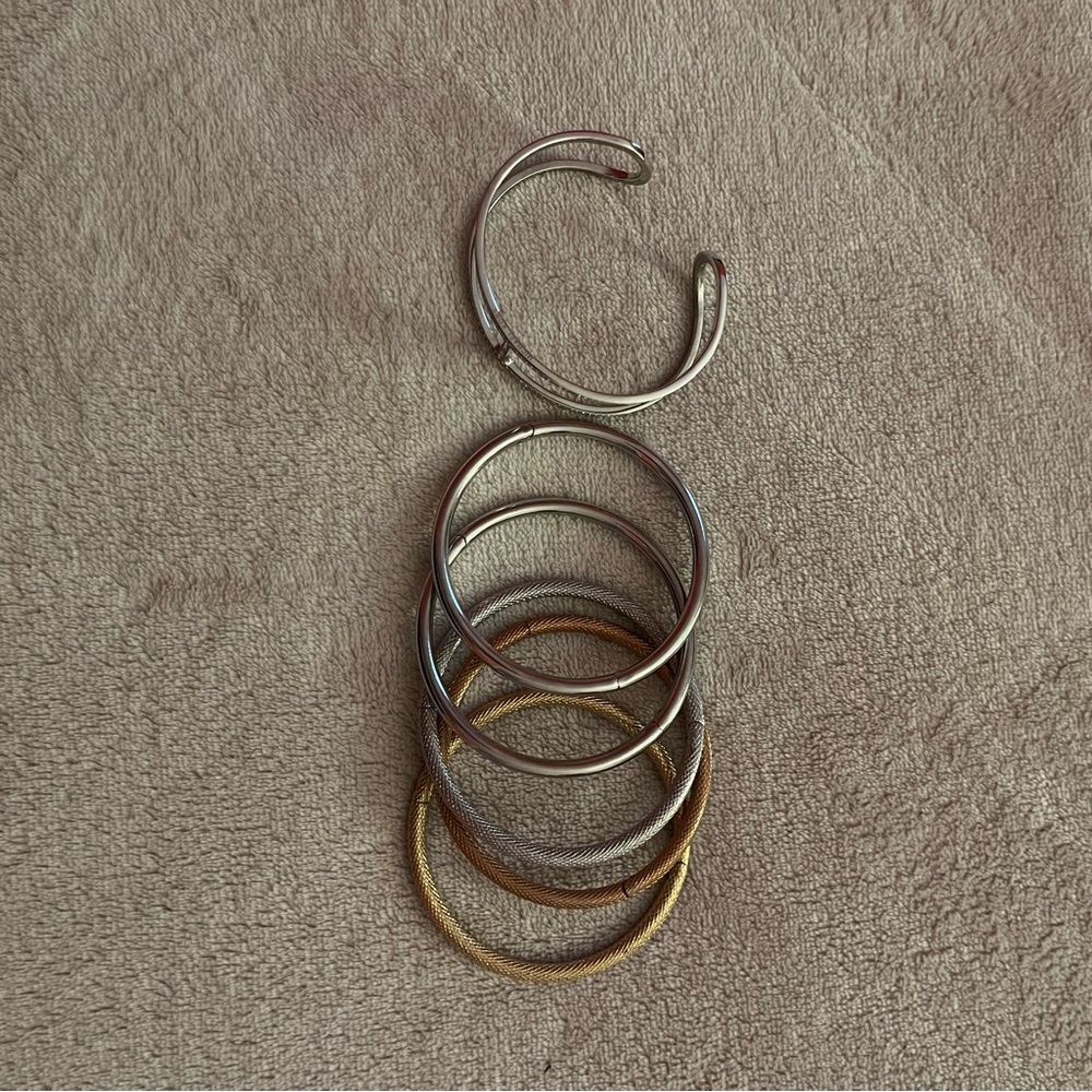 Elegant Silver and Gold Bangle Set